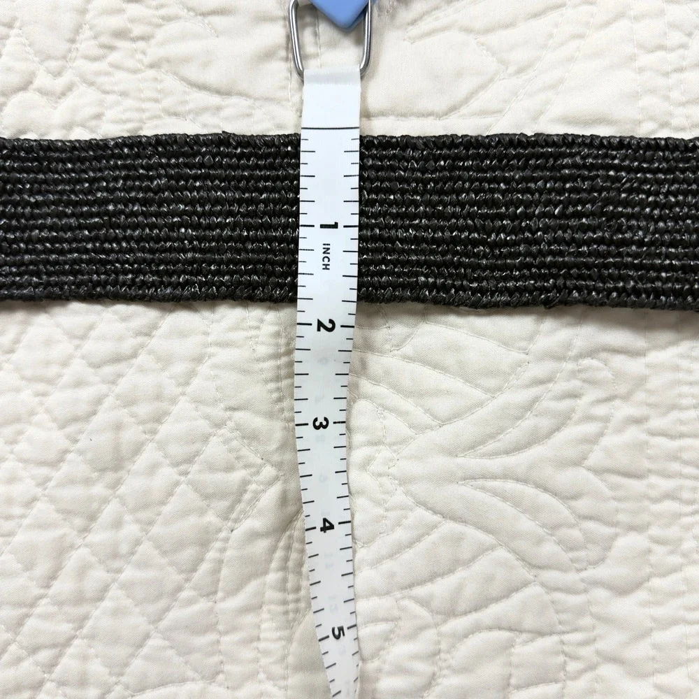Vintage‎ Boho Woven Belt Stretchy Straw OS Chunky Buckle Hippie Earthy Indie